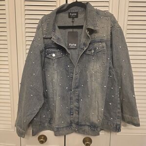 Fate Studded Light Blue Denim Jacket